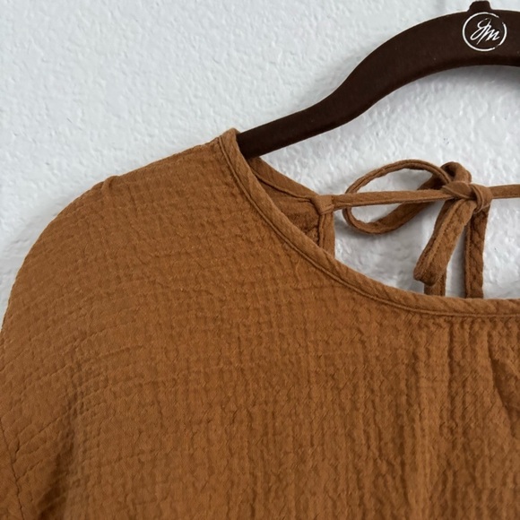Madewell Women's Size XS Brown Peplum Open Back Top - Picture 3 of 6